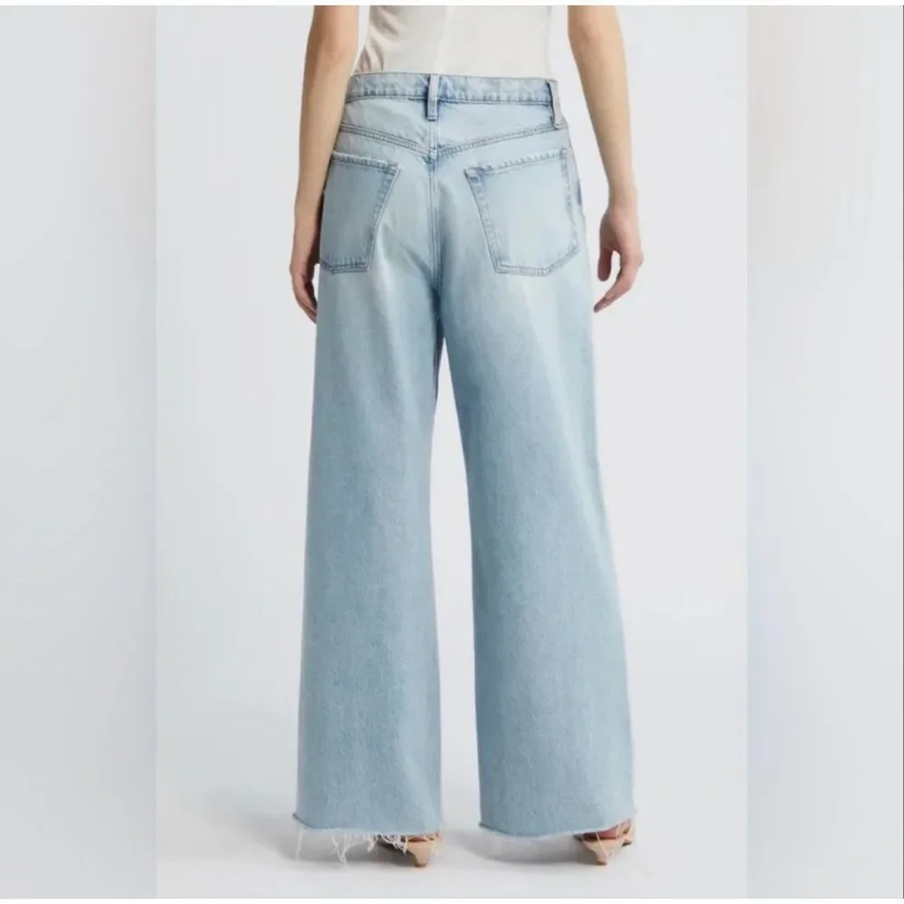 FRAME Le Low Baggy Wide Leg Jeans Light Wash Size 26 - Picture 2 of 7